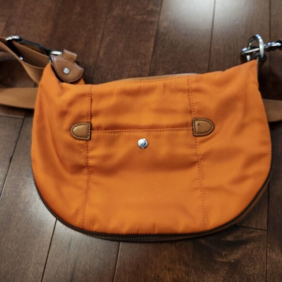 Lauren Ralph Lauren LXVII orange nylon leather shoulder crossbody bag - Picture 2 of 12